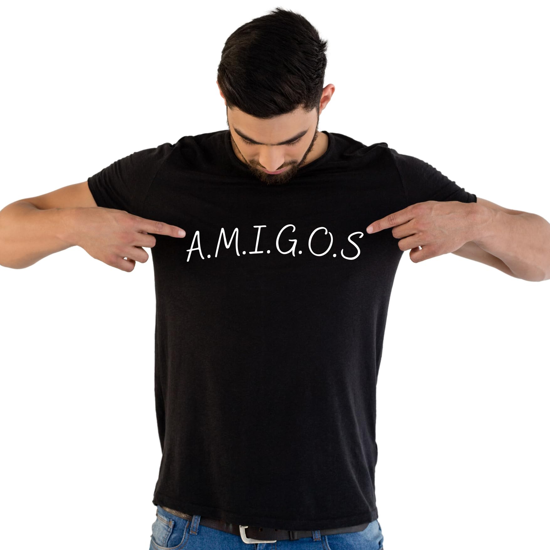 Amigos Best Friends Funny Printed Black Adults Unisex Men Women Summer Winter Cotton Crew Neck Casual T-Shirt - Top Tee