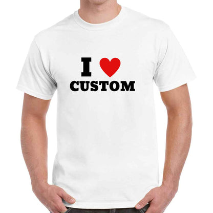 I Heart Personalised Cotton T-Shirt, White and Black, S-XXL - Top Tee