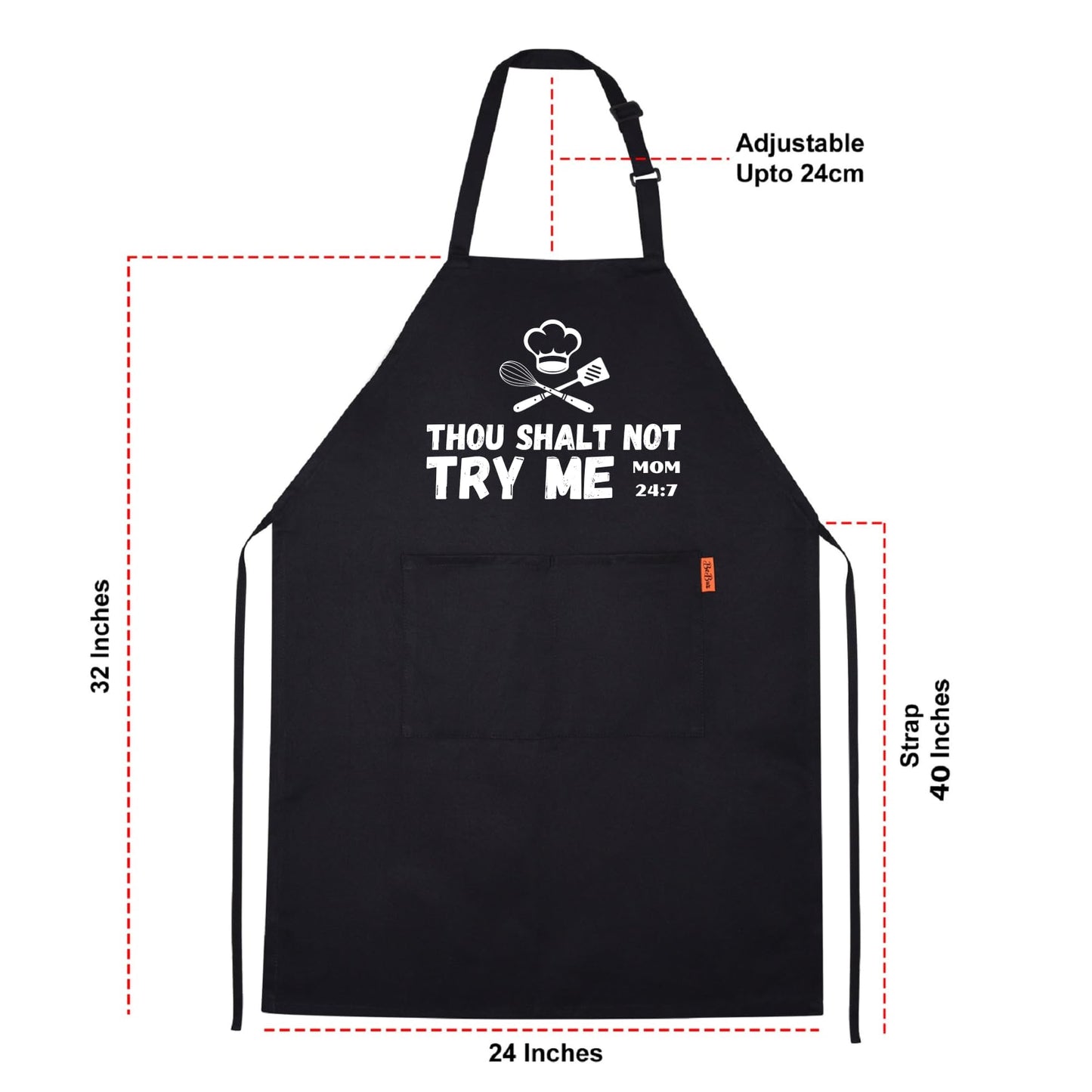 Thou Shalt Not Try Me Mom Funny Aprons for men Printed Apron Gift for Her Chef Apron Kitchen Apron BBQ Apron Gift Baking Apron Father Day Gift