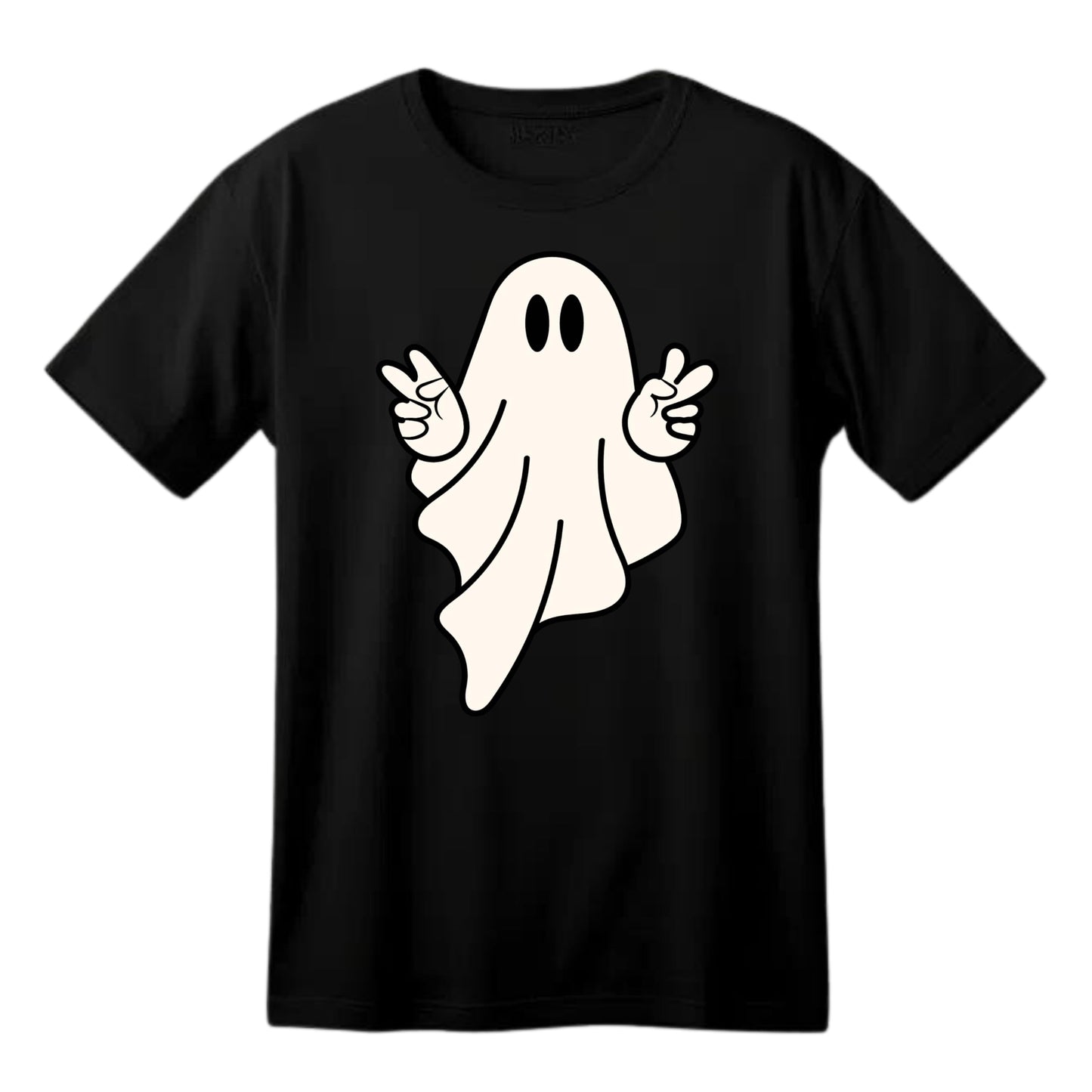 Ghost Posing Halloween Party Fun Adults Logo Printed Unisex Men Women Summer Winter Cotton Crew Neck Casual T-Shirt