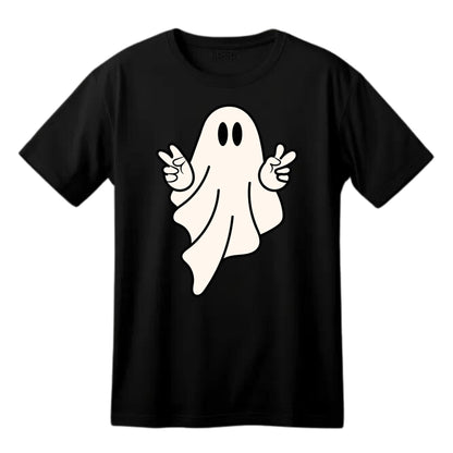 Ghost Posing Halloween Party Fun Adults Logo Printed Unisex Men Women Summer Winter Cotton Crew Neck Casual T-Shirt