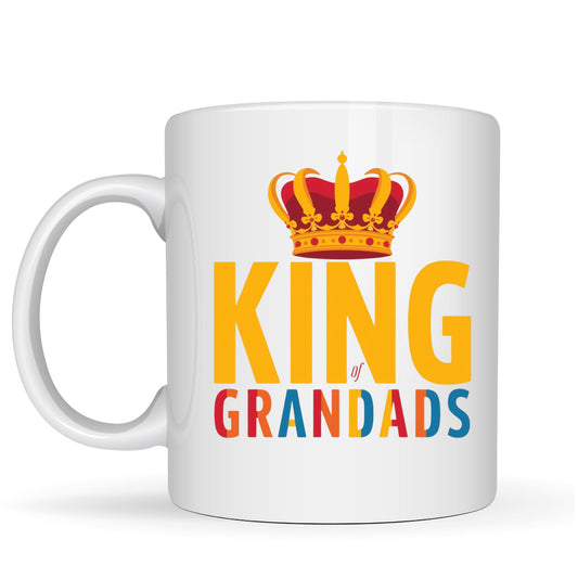 Be Buz King of Grandads Coffee Mug – Royal Crown Design – 11oz White Ceramic Mug for Grandpa