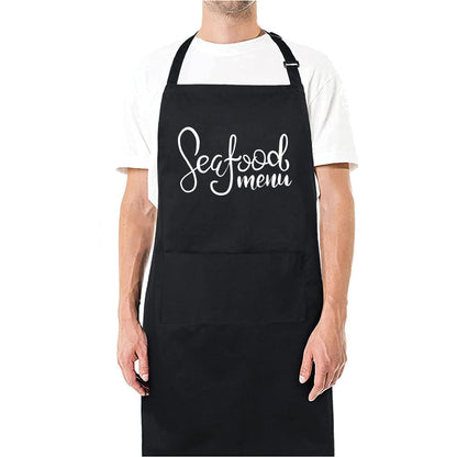 Seafood Menu Funny Aprons for men Printed Apron Gift for Her Chef Apron Kitchen Apron BBQ Apron Gift Baking Apron Father Day Gift