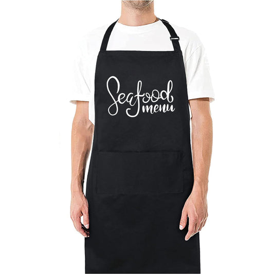 Seafood Menu Funny Aprons for men Printed Apron Gift for Her Chef Apron Kitchen Apron BBQ Apron Gift Baking Apron Father Day Gift