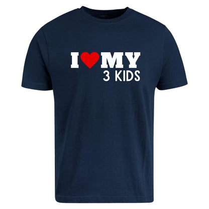 Be Buz Parent T-Shirt, I Love My Three Kids Design T-Shirt Cute Mom or Dad Shirt Proud Parent Gift for Mothers Day or Fathers Day Family Matching Tee