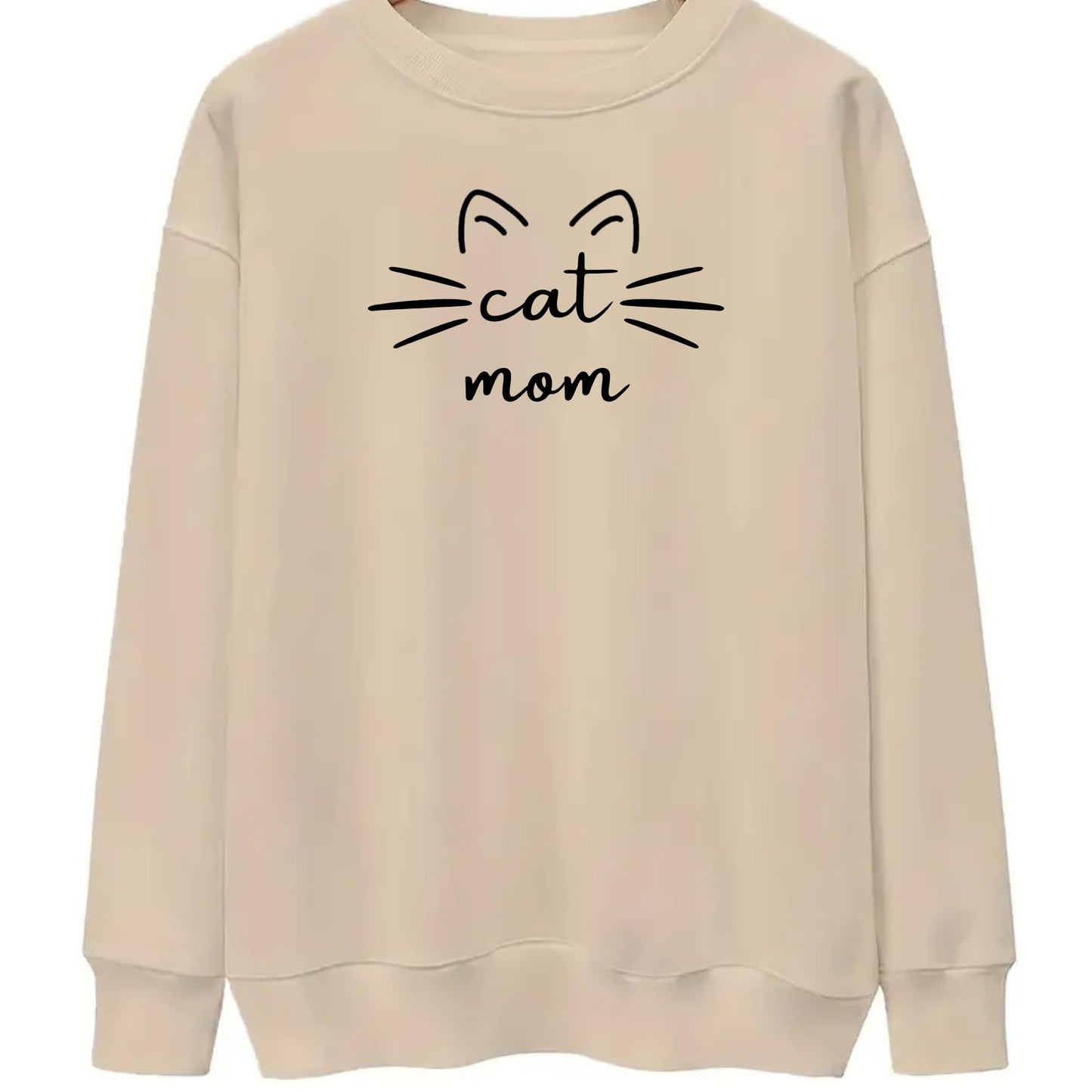 Be Buz Cat Mom Sweatshirt Cute Funny Cat Lover Gift for Women Cozy Pullover for Pet Moms Lady Aesthetic Sweatshirt - Top Tee