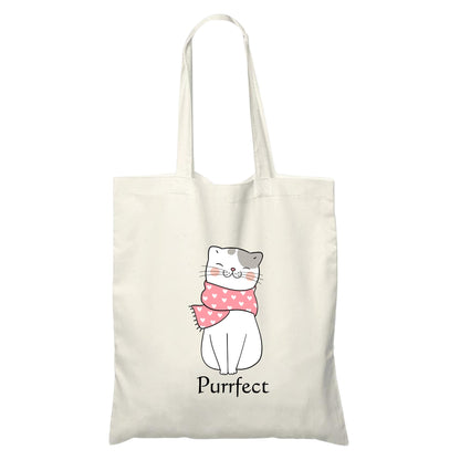 Be Buz Purrfect Charming Cat Tote Bag Adorable and Stylish Bag for Cat Lovers Reusable Casual Bag for Work Shopping Travel
