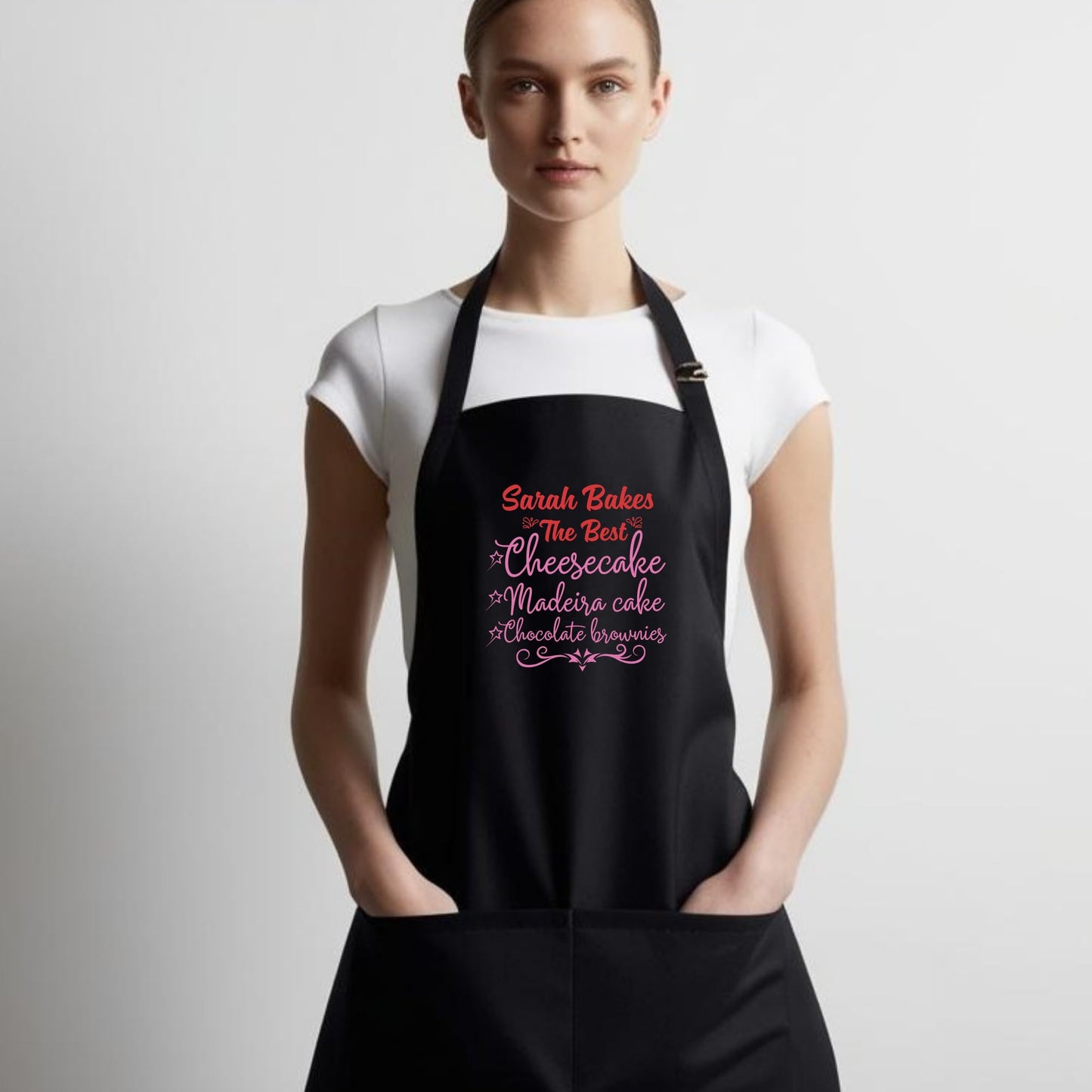 Custom Baking Apron with Adjustable Straps and Two Pockets Personalised Aprons Gift for Him Her Aprons for Women Kitchen Apron Baking Apron Mother Day Gift Black Apron