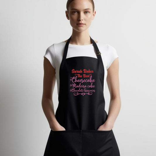 Custom Baking Apron with Adjustable Straps and Two Pockets Personalised Aprons Gift for Him Her Aprons for Women Kitchen Apron Baking Apron Mother Day Gift Black Apron