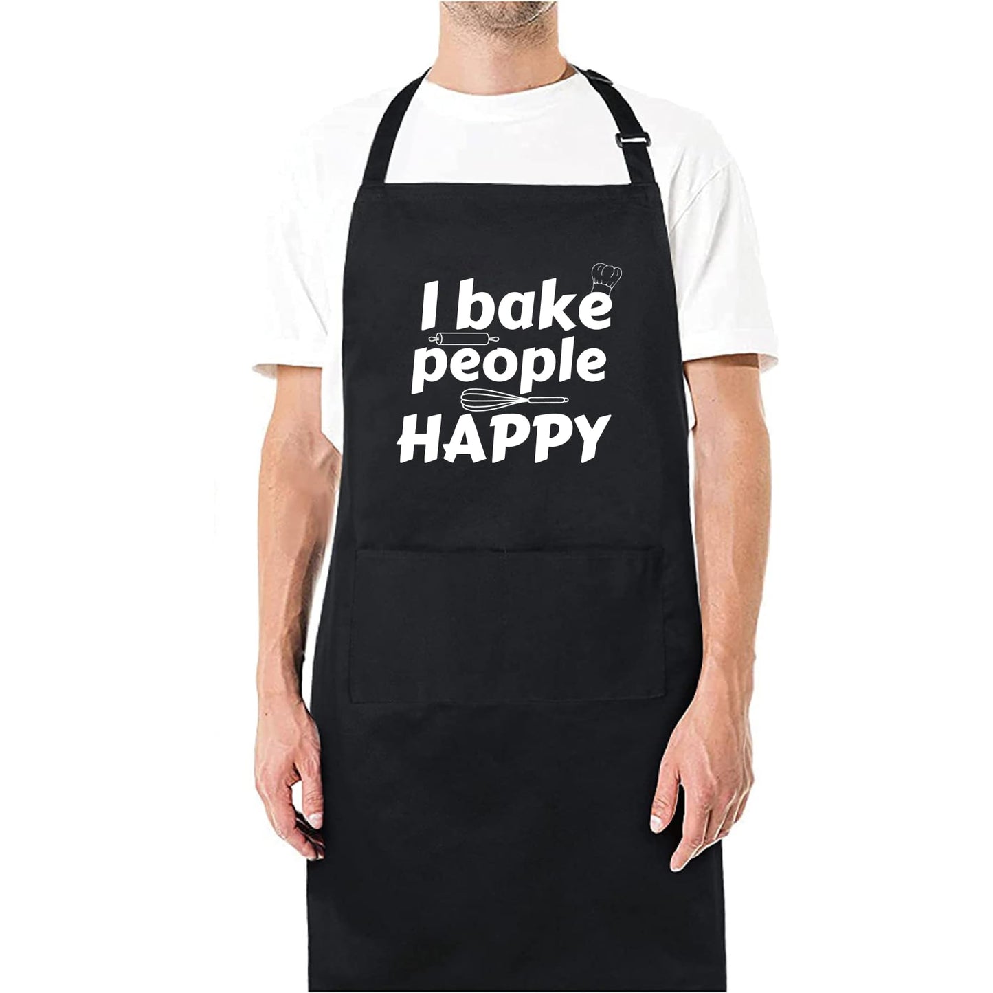I Bake People Happy Funny Aprons for men Printed Apron Gift for Her Chef Apron Kitchen Apron BBQ Apron Gift Baking Apron Father Day Gift