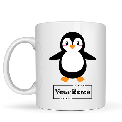 Personalized Penguin Mug – Custom Name Ceramic Coffee Cup – Cute Animal Gift for Winter Lovers, Friends and Teachers – 11oz