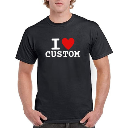 Be Buz I Love Custom T-Shirt I Heart Personalised Cotton T-Shirt, White and Black, XS-XXL Adults and Kids Gift for Him, Her - Top Tee