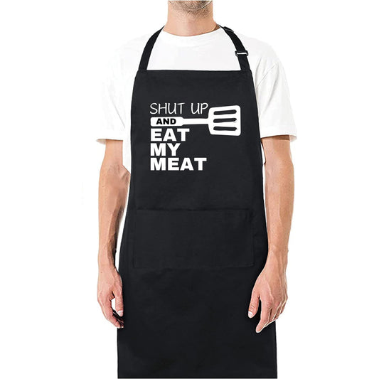 Shut Up And Eat My Meat Funny Aprons for men Printed Apron Gift for Her Chef Apron Kitchen Apron BBQ Apron Gift Baking Apron Father Day Gift - Top Tee