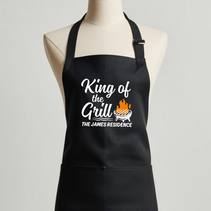 Custom Grill Apron - BBQ Aprons for Men, Gift for Him, Dad Apron for Grilling Birthday BBQ gift for men Apron with Adjustable Straps and Two Pockets Personalized BBQ Apron