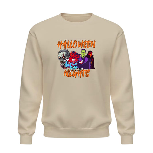 Be Buz Halloween Horror Nights Sweatshirt, Haunted House Icons Graphic Crewneck, Unisex Pullover, Long Sleeve Men and Women - Top Tee