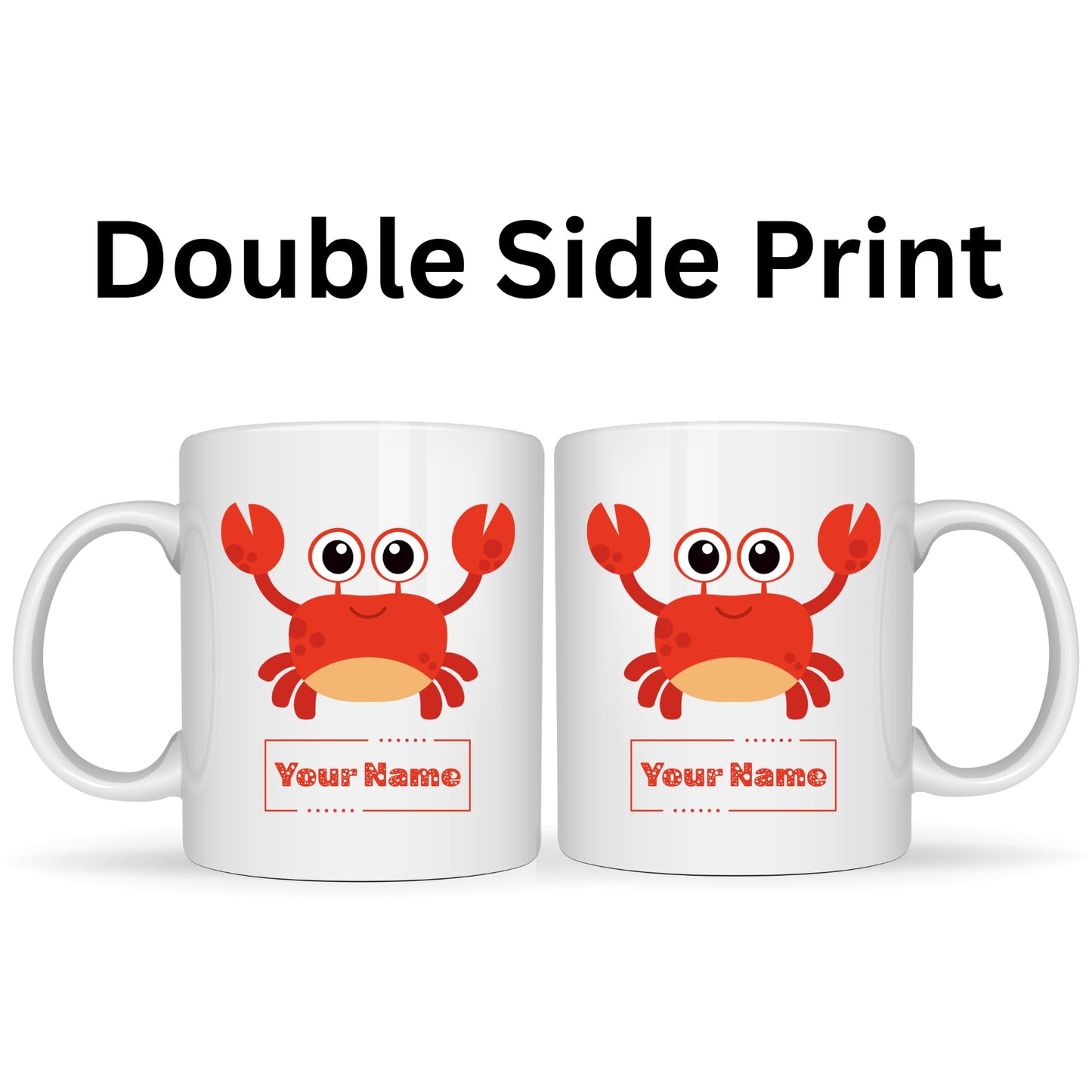 Personalized Red Crab Mug – Custom Name Ceramic Coffee Cup – Ocean Sea Animal Gift for Kids, Beach Lovers and Summer Fun – 11oz
