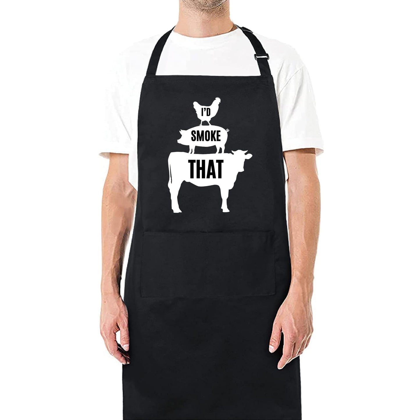 I'd Smoke That BBQ Apron for Grilling Enthusiasts Funny and Durable Grilling Apron for Men and Women Adjustable Heat-Resistant and Perfect for Barbecue Smoking, and Cooking