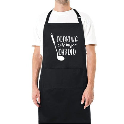 Cooking Is My Cardio Funny Aprons for men Printed Apron Gift for Her Chef Apron Kitchen Apron BBQ Apron Gift Baking Apron Father Day Gift