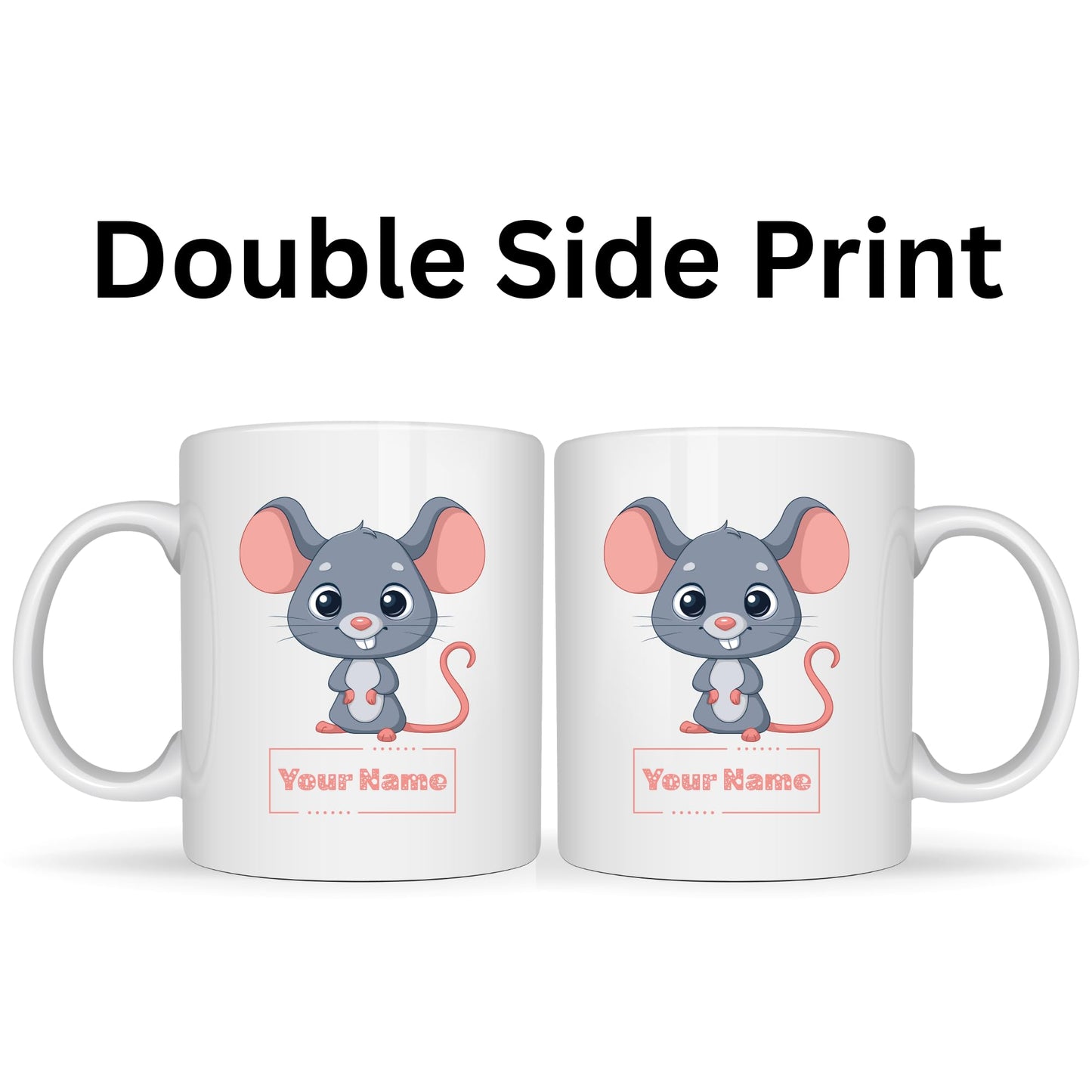 Personalized Mouse Mug – Custom Name Ceramic Coffee Cup – Cute Animal Gift for Kids, Teachers and Animal Lovers – 11oz