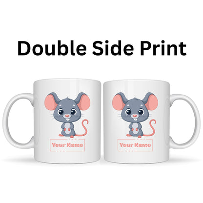 Personalized Mouse Mug – Custom Name Ceramic Coffee Cup – Cute Animal Gift for Kids, Teachers and Animal Lovers – 11oz