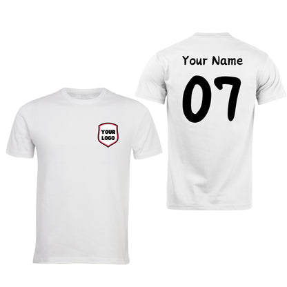 Personalised T-Shirt Your Name & Number Any Country or Club Badge Jersey Retro Top Adults Logo Printed Unisex Men Women Cotton Crew Neck Casual T-Shirt