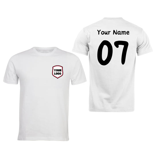 Personalised T-Shirt Your Name & Number Any Country or Club Badge Jersey Retro Top Adults Logo Printed Unisex Men Women Cotton Crew Neck Casual T-Shirt - Top Tee