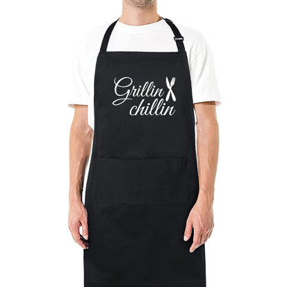 Grillin Cillin Chef Funny Aprons for Women Printed Apron Gift for Her Chef Apron Kitchen Apron BBQ Apron Gift Baking Apron Father Day Gift