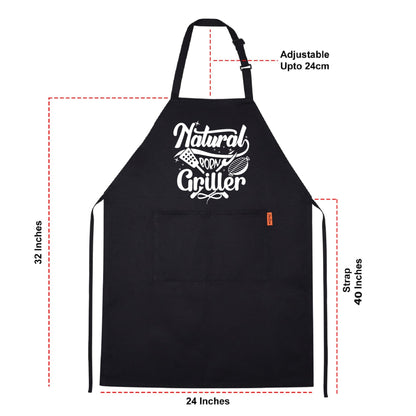 Natural Born Griller Funny Aprons for men Printed Apron Gift for Her Chef Apron Kitchen Apron BBQ Apron Gift Baking Apron Father Day Gift