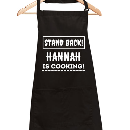 Stand Back Personlise Your Name Printed Apron For Kitchen BBQ grill chef Aprons for Men Women Create Personalised Apron with Pockets Custom Apron gift for Him Her