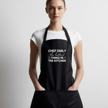 The Hottest thing in the Kitchen Custom Apron with Adjustable straps Gift for Him Her Aprons for Mens Womens Dad Apron Chef Apron Kitchen Apron BBQ Apron Mother Day Gift Black Apron