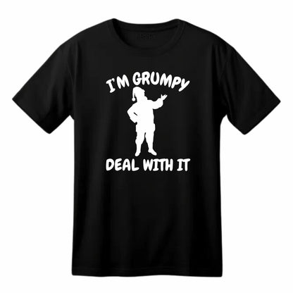 I'm Grumpy Deal with It Funny Printed Black Adults Unisex Men Women Summer Winter Cotton Crew Neck Casual T-Shirt - Top Tee