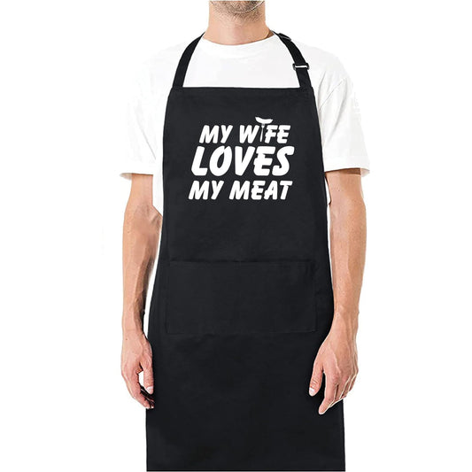 My Wife Loves Funny Aprons for men Printed Apron Gift for Her Chef Apron Kitchen Apron BBQ Apron Gift Baking Apron Father Day Gift