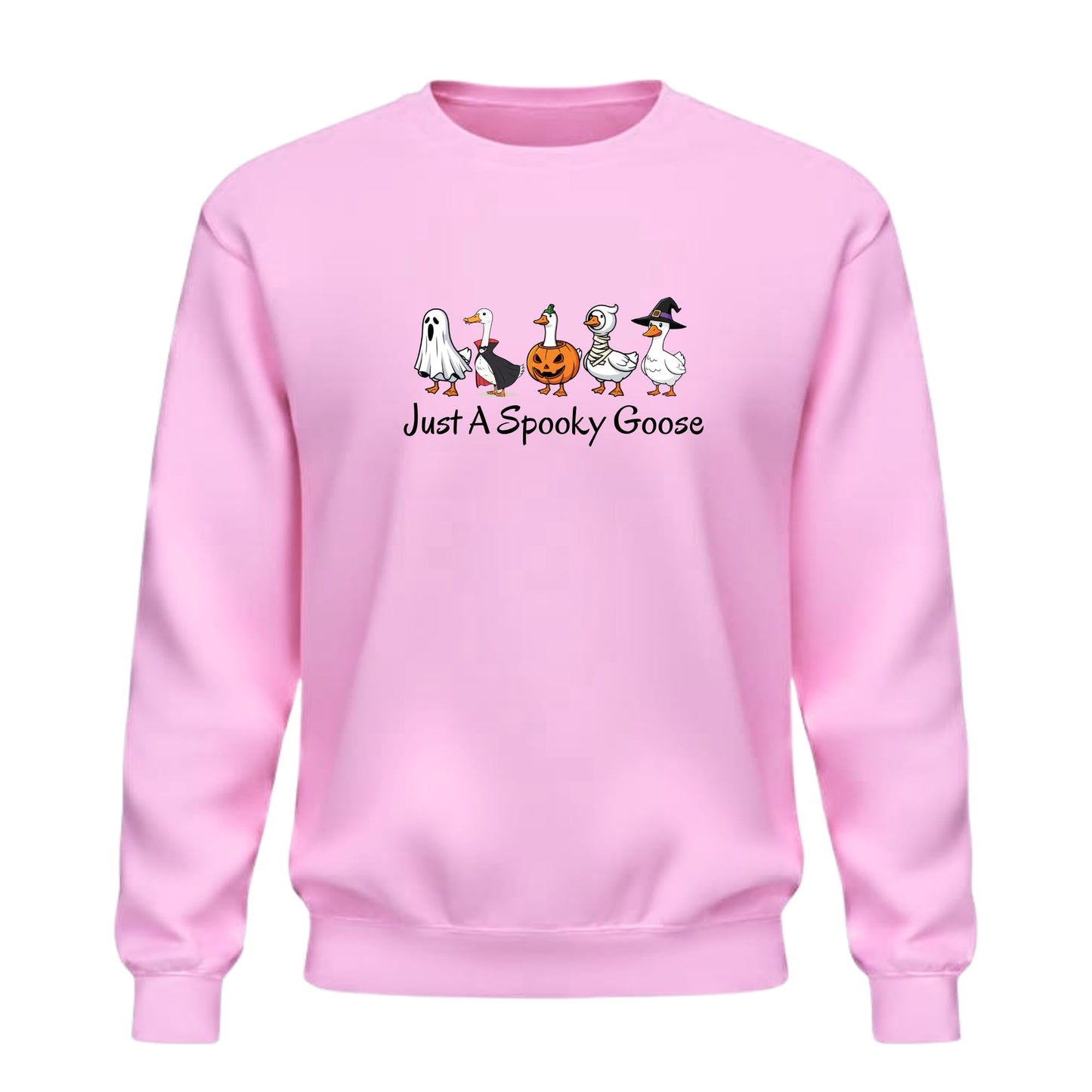 Be Buz Halloween Funny Goose Sweatshirt – Just a Spooky Goose Skeleton Graphic Sweatshirt – Spooky Season Crewneck Pullover for Men and Women - Top Tee