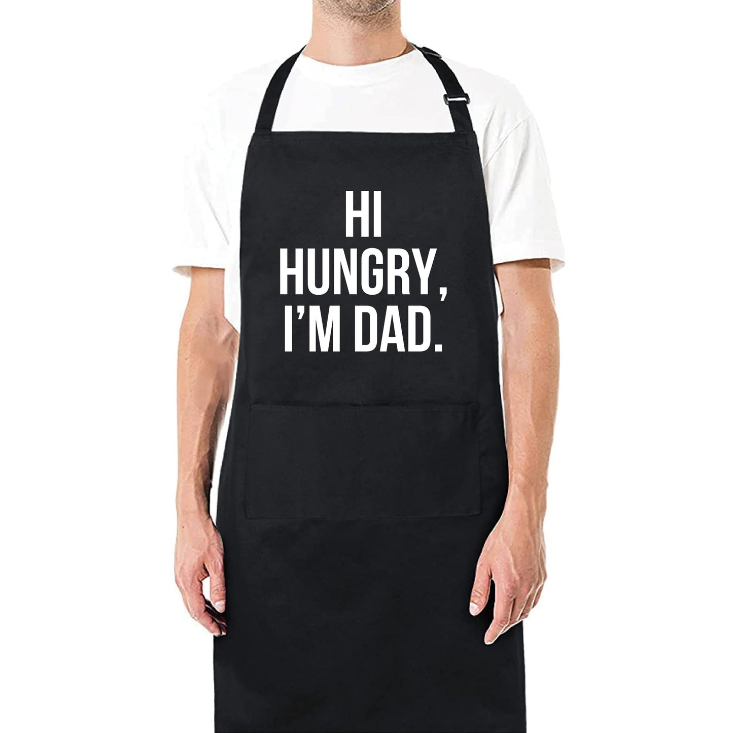 Hi Hungry I am Dad Funny Apron Dad Aprons Gift for Him Aprons for Mens Chef Apron Kitchen Apron BBQ Apron Grill Apron Father Day Gift Black Apron