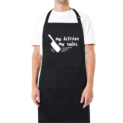 My Kitchen My Rules Funny Aprons for men Printed Apron Gift for Her Chef Apron Kitchen Apron BBQ Apron Gift Baking Apron Father Day Gift
