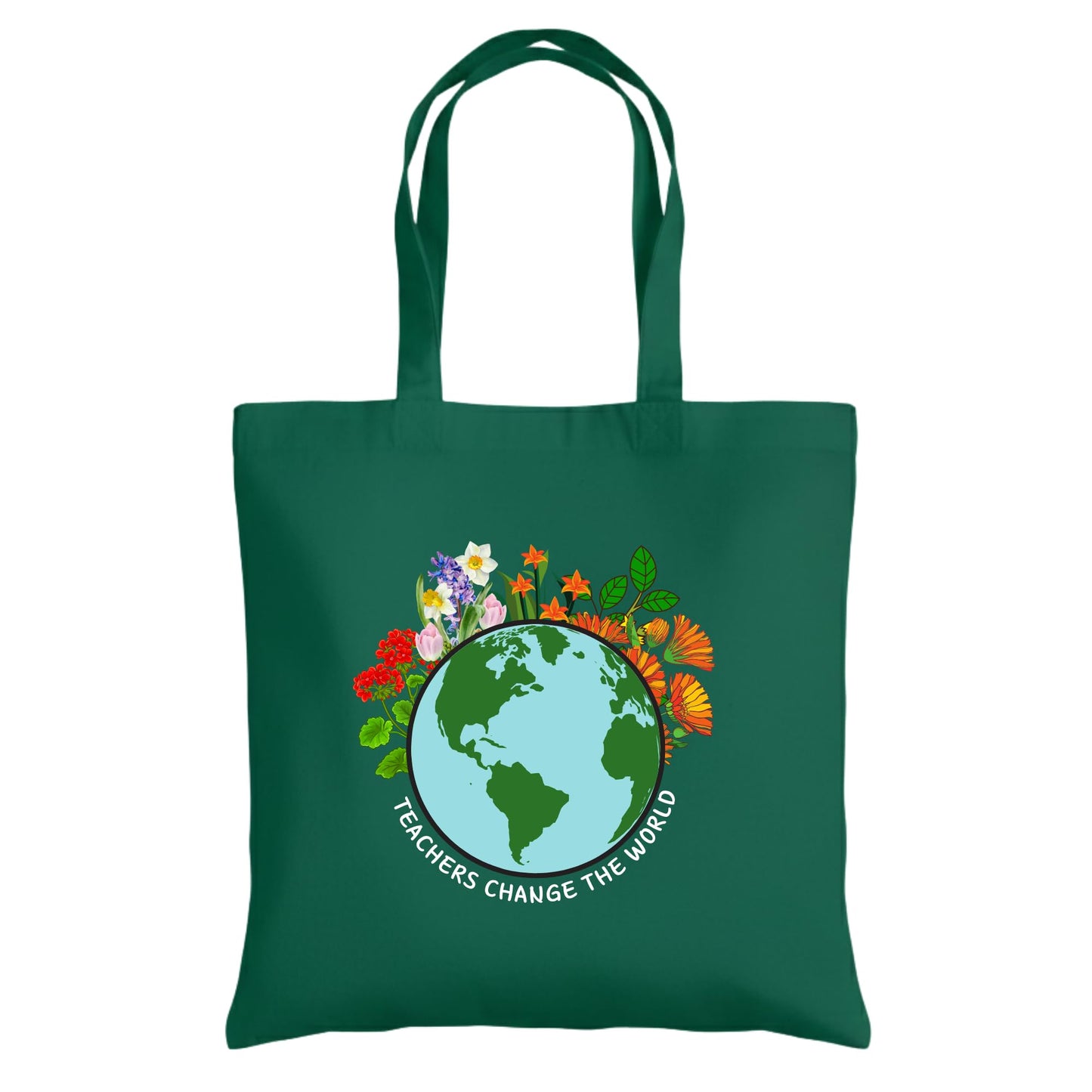 Be Buz Teacher Changes the World Tote Bag – Cotton Reusable Bag for Teachers – Inspirational Teacher Gift – Back to School Appreciation Tote for Women