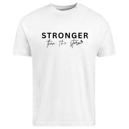 Be Buz Stronger Than The Storm Shirt Christian Shirt for Women Jesus Lover Faith Woman Religious T-Shirt Mom Tee Gift for Her - Top Tee