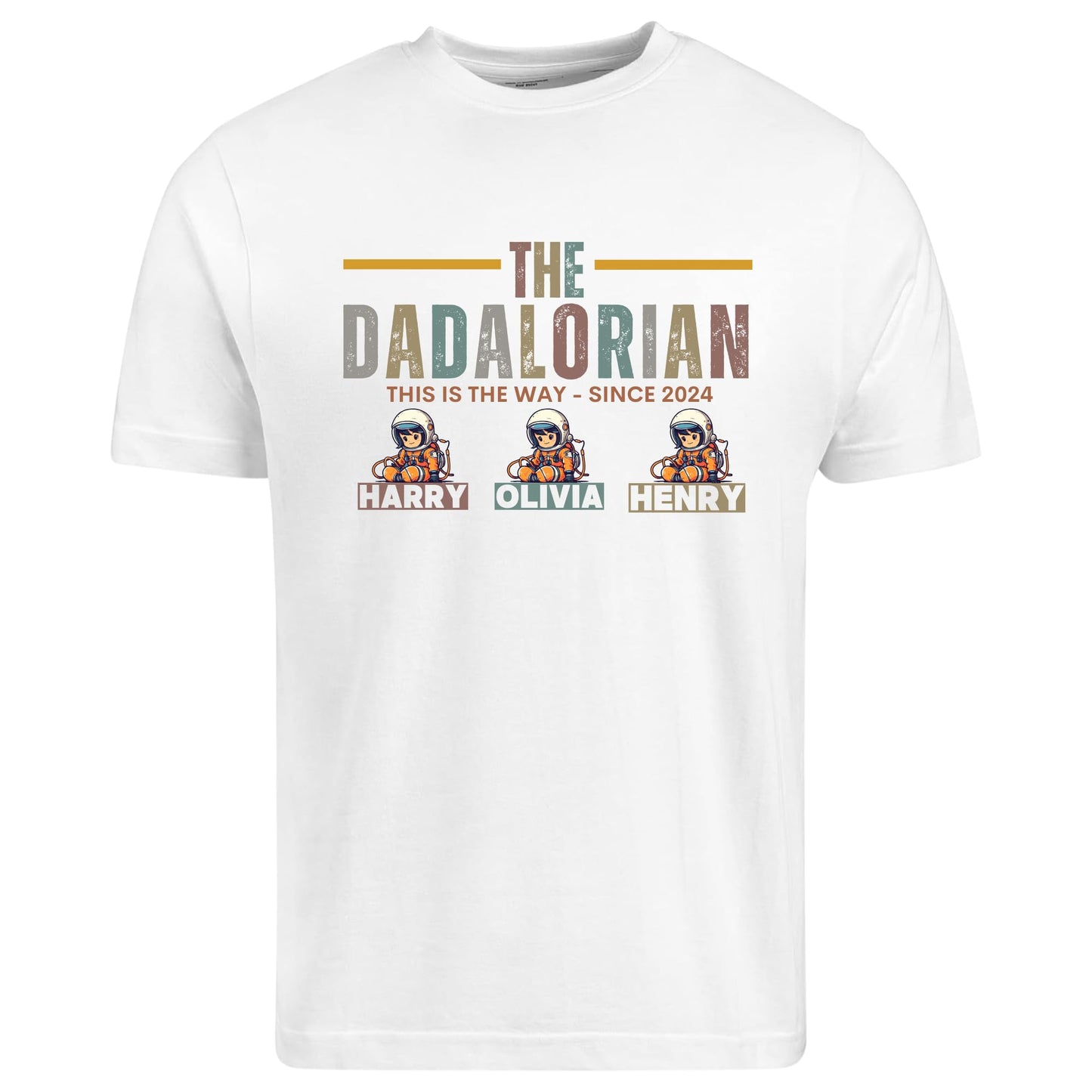 Be Buz The DADALORIAN Shirt Custom Father's Day Shirt with Kid Names Personalized Dad T-Shirt Funny Gift for Him from Kids Mandalorian-Inspired Dad Tee