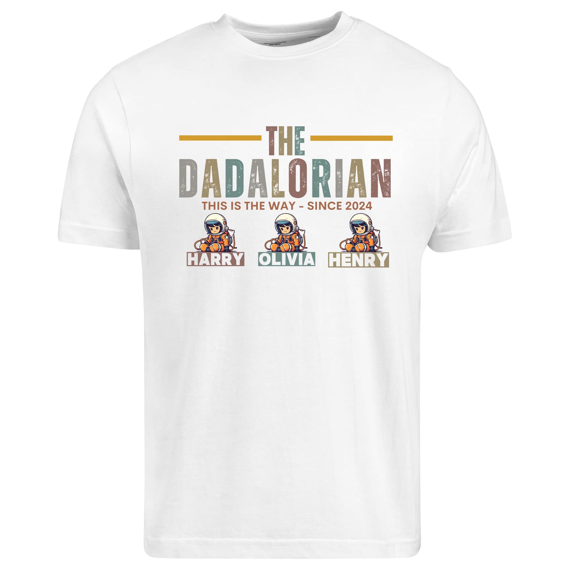 Be Buz The DADALORIAN Shirt Custom Father's Day Shirt with Kid Names Personalized Dad T-Shirt Funny Gift for Him from Kids Mandalorian-Inspired Dad Tee - Top Tee
