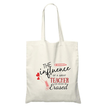 Be Buz The Influence of a Great Teacher Cotton tote bag Inspirational Teacher Appreciation Gift Reusable Casual Bag for Work Shopping Travel