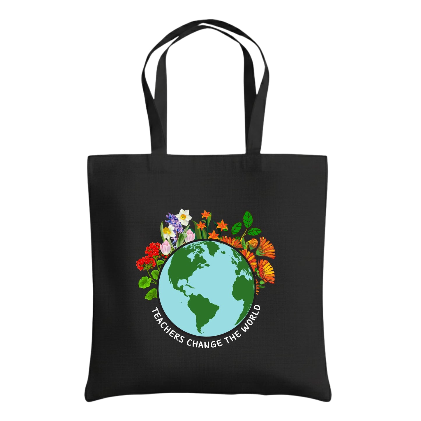 Be Buz Teacher Changes the World Tote Bag – Cotton Reusable Bag for Teachers – Inspirational Teacher Gift – Back to School Appreciation Tote for Women