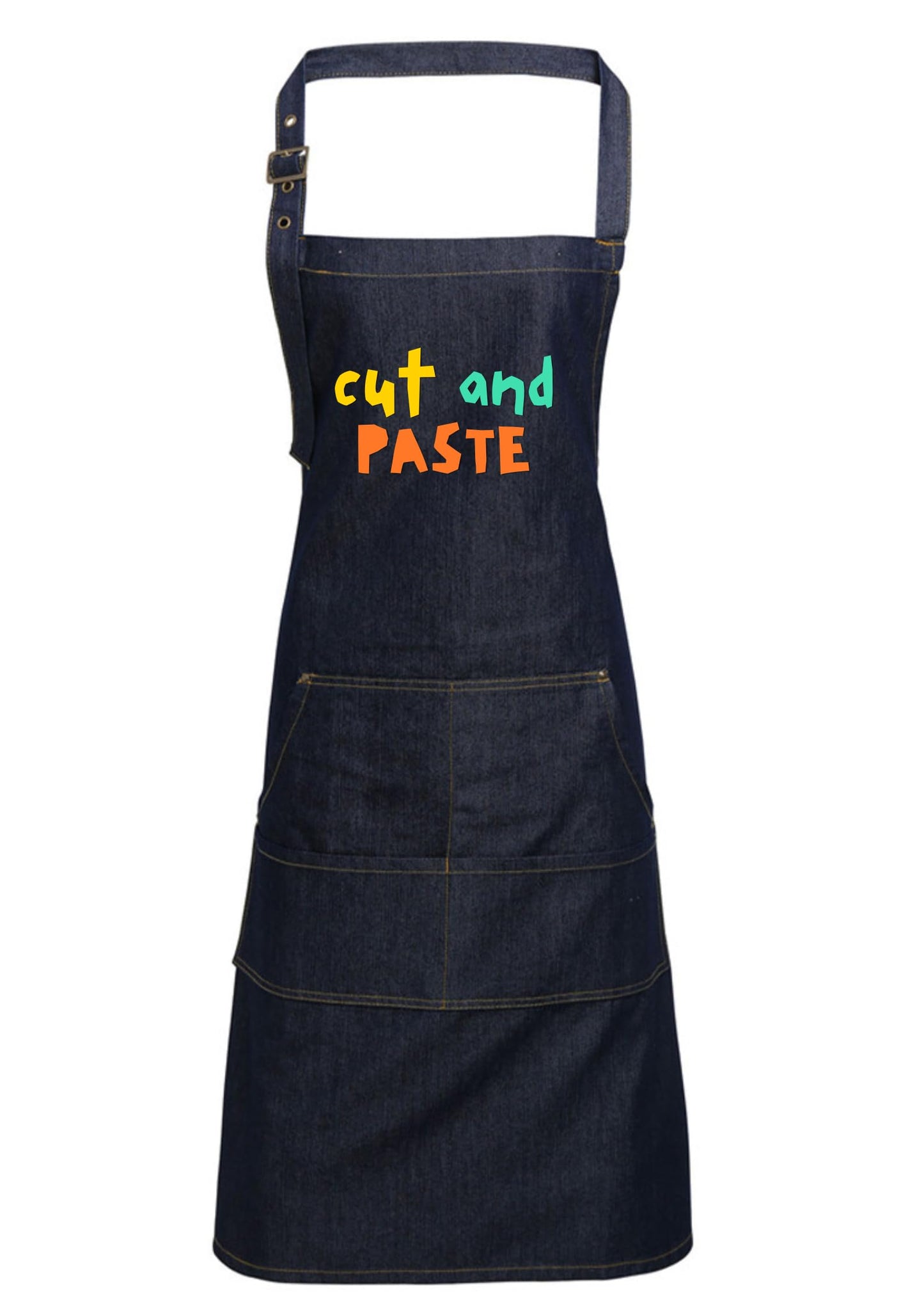 Personalized Denim Cooking Apron, Adjustable Neck Strap, 4 Pockets, add your photo or logo