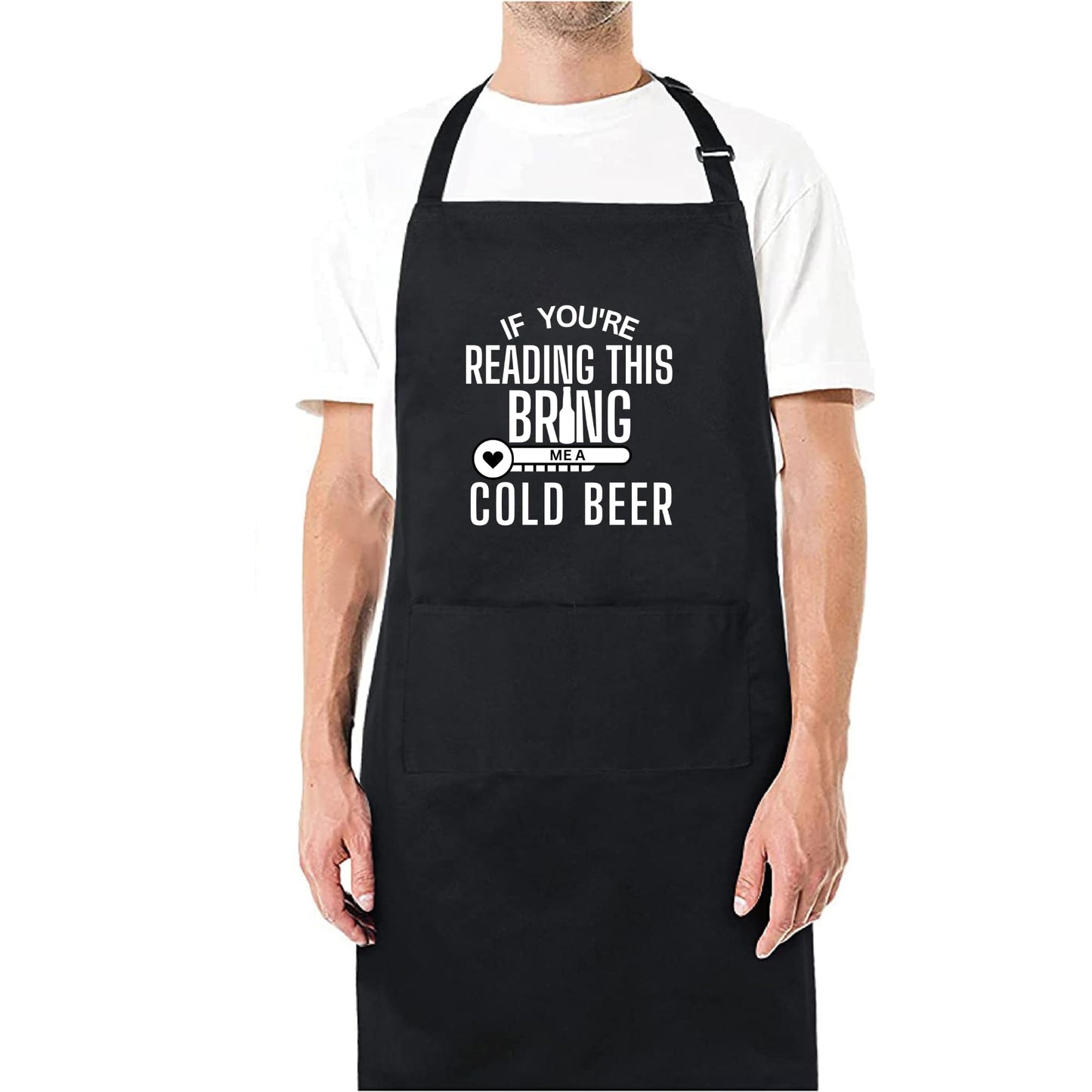If You are Reading This Bring Me A Cold Beer Aprons for Women men Funny Printed Apron Gift for Her Chef Apron Kitchen Apron BBQ Apron Gift Baking Apron Father Day Gift