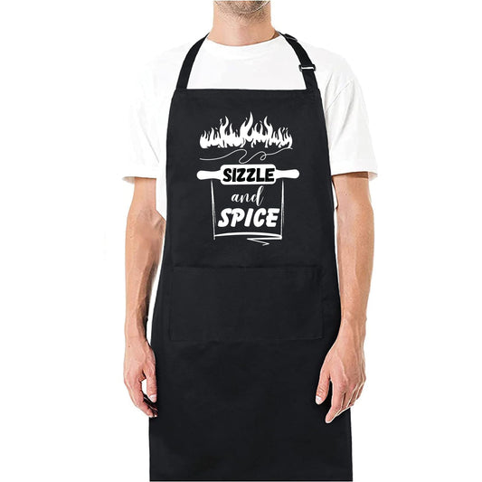 Sizzle And Spice Funny Aprons for men Printed Apron Gift for Her Chef Apron Kitchen Apron BBQ Apron Gift Baking Apron Father Day Gift - Top Tee