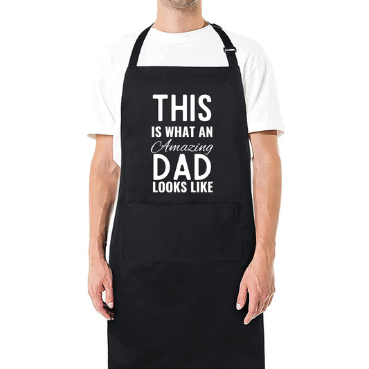 This is What and Amazing Dad Funny Aprons for Mens Dad Gift for Him Chef Kitchen BBQ Grill Father Day Gift Black Apron - Top Tee