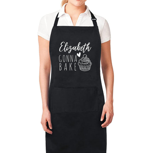 Custom Baking Apron with Adjustable Straps and Two Pockets Personalised Aprons Gift for Him Her Aprons for Women Kitchen Apron Baking Apron Mother Day Gift Black Apron - Top Tee