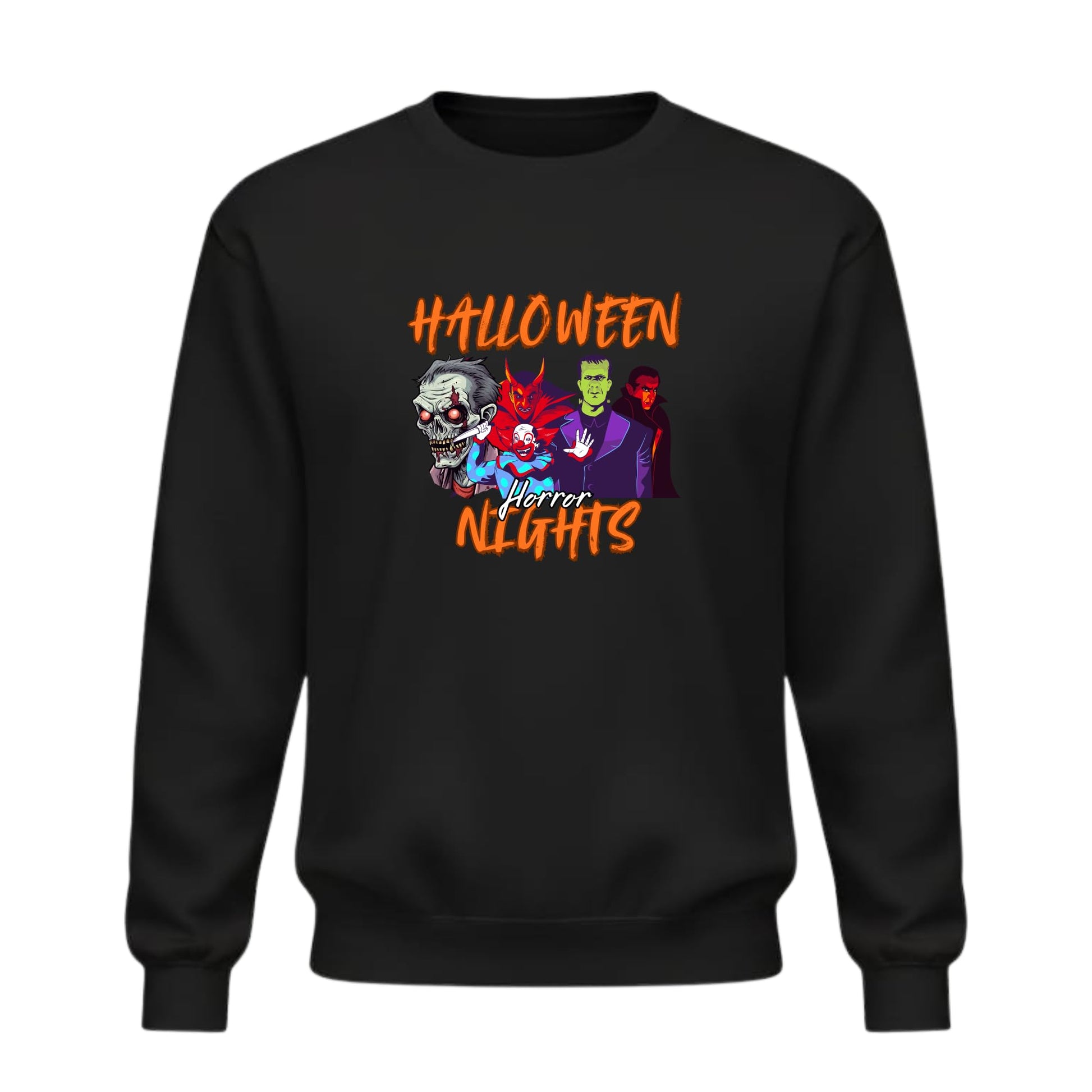 Be Buz Halloween Horror Nights Sweatshirt, Haunted House Icons Graphic Crewneck, Unisex Pullover, Long Sleeve Men and Women - Top Tee