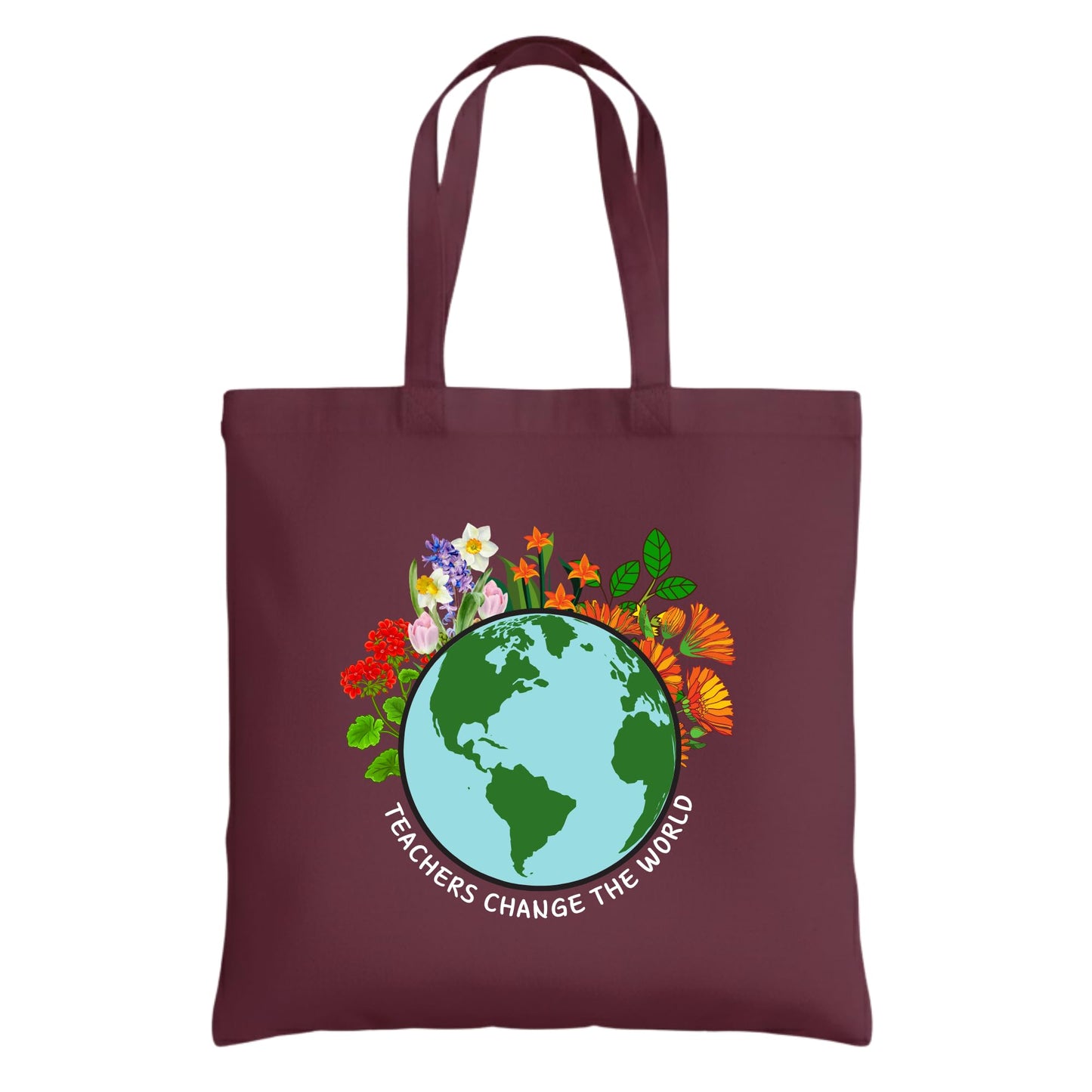 Be Buz Teacher Changes the World Tote Bag – Cotton Reusable Bag for Teachers – Inspirational Teacher Gift – Back to School Appreciation Tote for Women