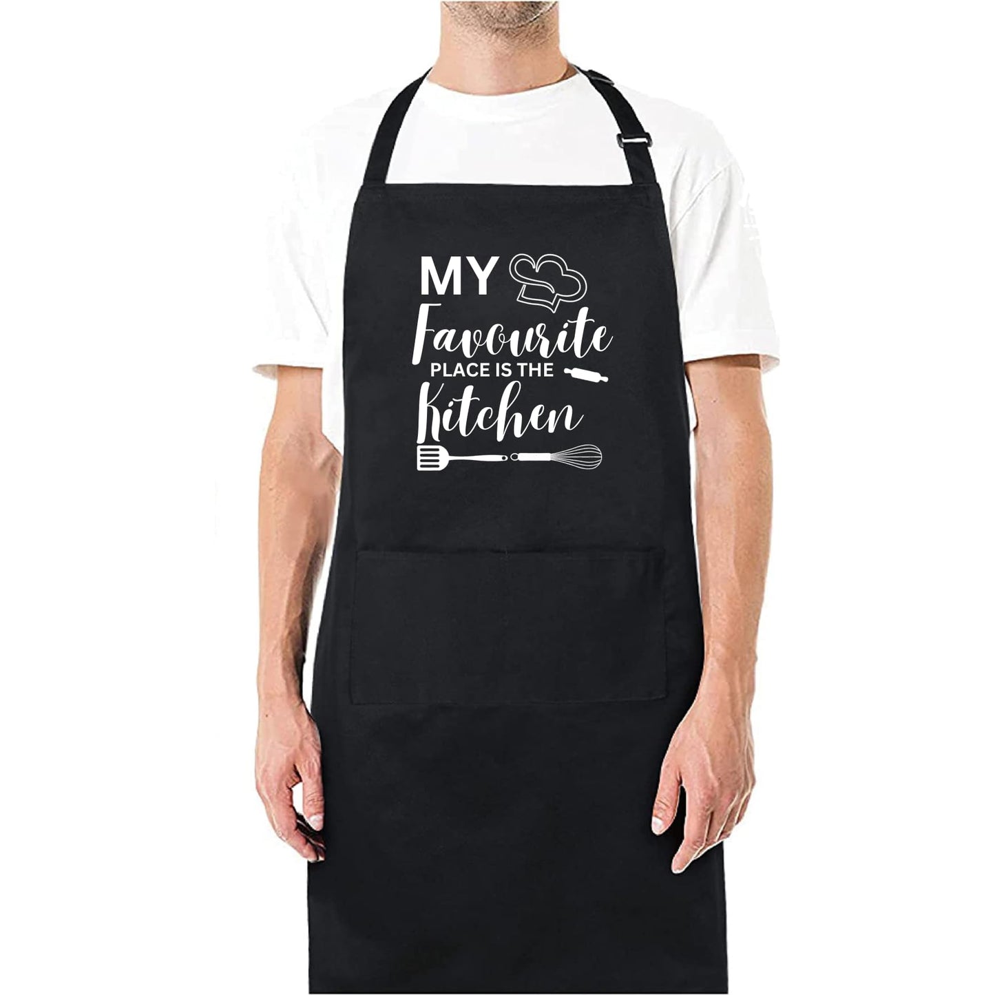 My Favourite Place Is The Kitchen Funny Aprons for men Printed Apron Gift for Her Chef Apron Kitchen Apron BBQ Apron Gift Baking Apron Father Day Gift