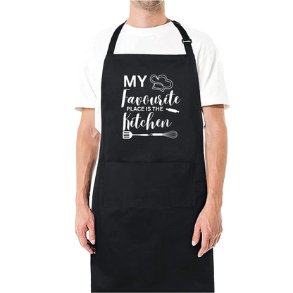 My Favourite Place Is The Kitchen Funny Aprons for men Printed Apron Gift for Her Chef Apron Kitchen Apron BBQ Apron Gift Baking Apron Father Day Gift